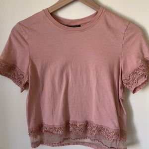 Topshop blush pink lace T-shirt
